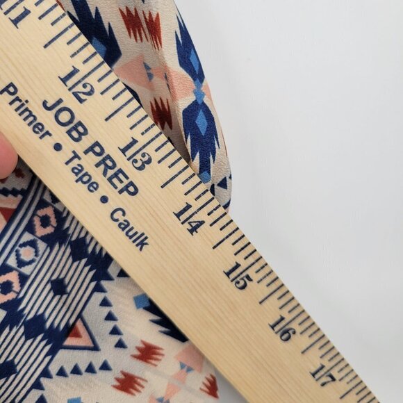 H&M Women Blue Multicolor Aztec Print Crew Neck Casual Mini Dress Size 2 - Picture 6 of 10